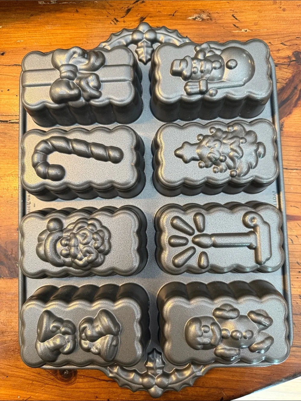 Nordic Ware Silver Holiday Mini Loaf Pan with Festive Molds
